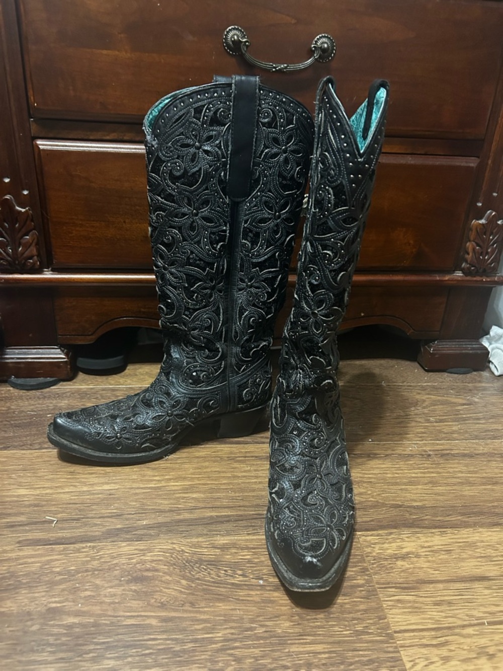 Women's Black Embroidered Cowboy Boots
